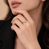 10K Solid Gold Round Cut Cubic Zirconia Bezel Set Engagement Ring