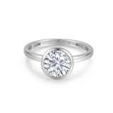 10K Solid Gold Round Cut Cubic Zirconia Bezel Set Engagement Ring