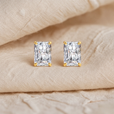 Created with Swarovski® Zirconia 14K Gold Emerald-Cut Stud EarringsZirconia