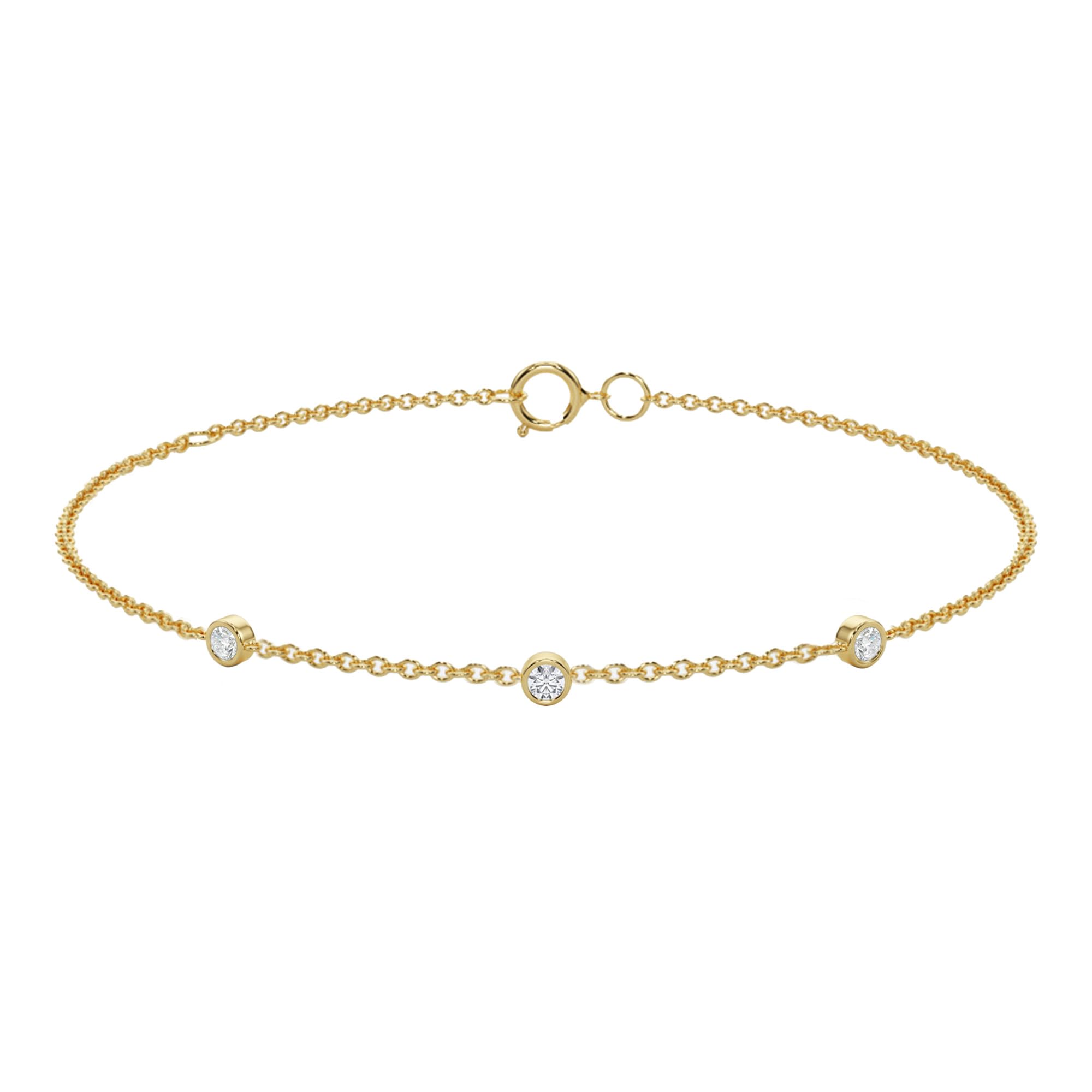 Golden Dew Lab Diamond Multi Station Bracelet in 10k Yellow Gold