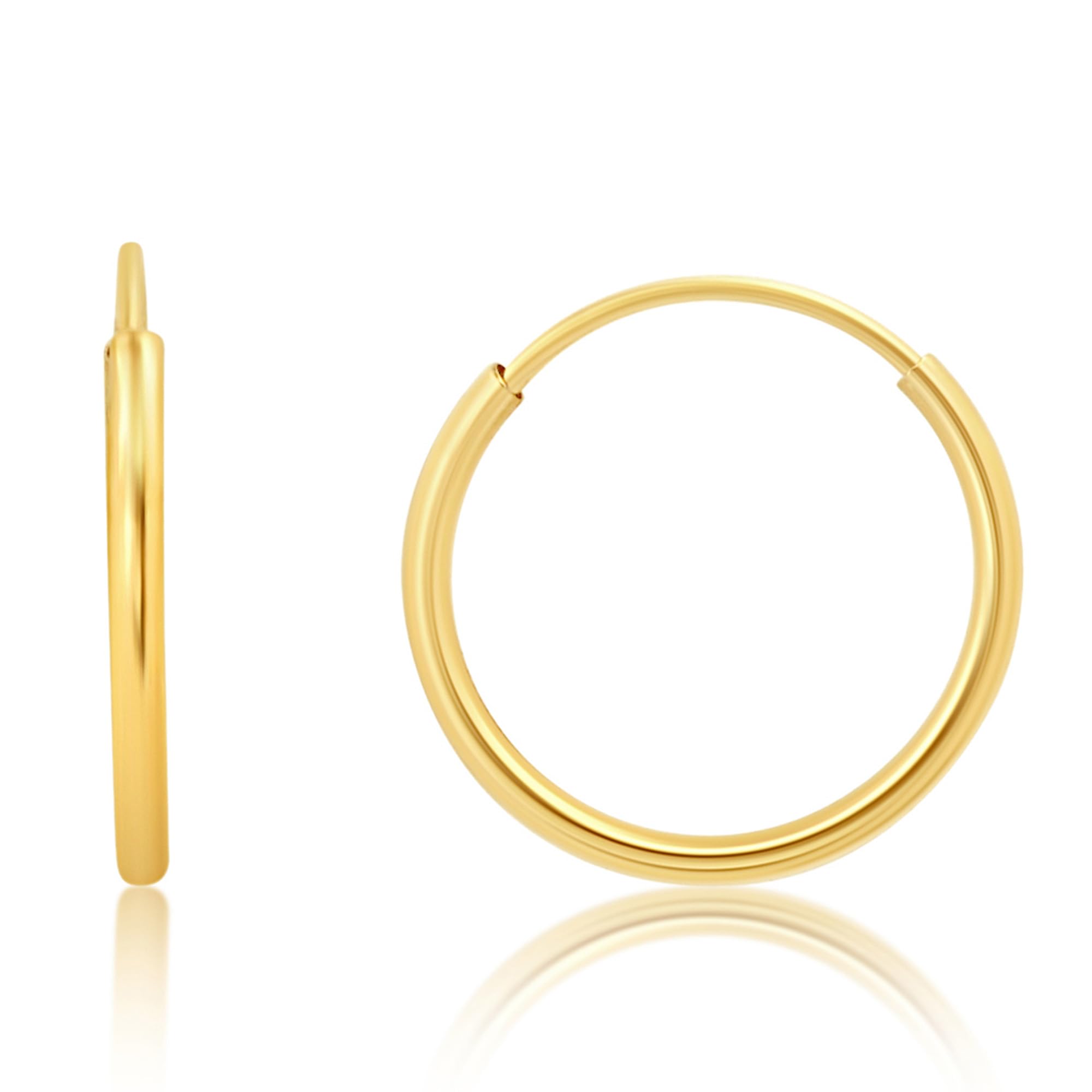 1MM Tube Endless Hoops in 14K Yellow Gold