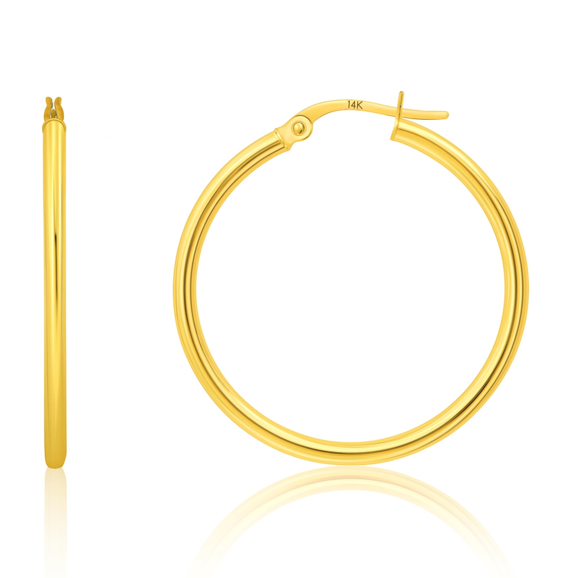 2MM Tube Classic Hoops in 14K Gold