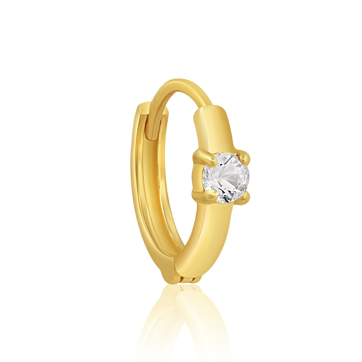 Mini Solitaire Huggie Hoops in 14K Yellow Gold