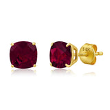 Cushion-Cut Solitaire Gemstone Studs in 14k Gold