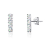 Small Gemstone Bar Studs in 14k Gold