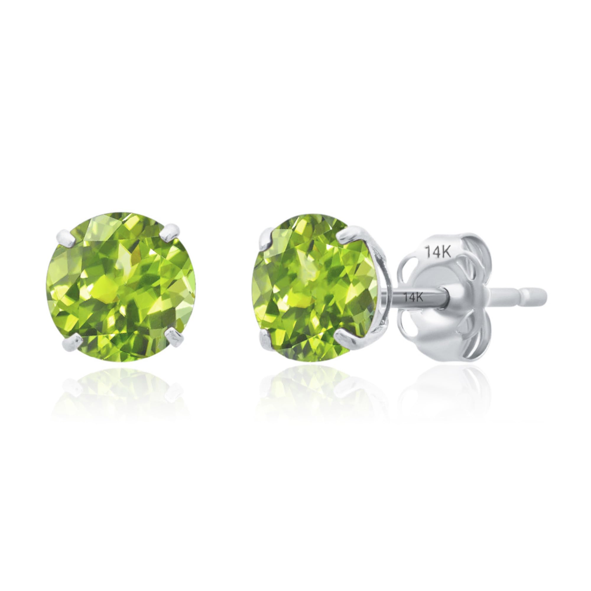 Classic 6mm Gemstone Round Stud Earrings in 14K Gold