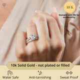 3 Carat Simulated Diamond Ring and Wedding Band Set in 14k Gold