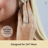 3 Carat Simulated Diamond Ring and Wedding Band Set in 14k Gold