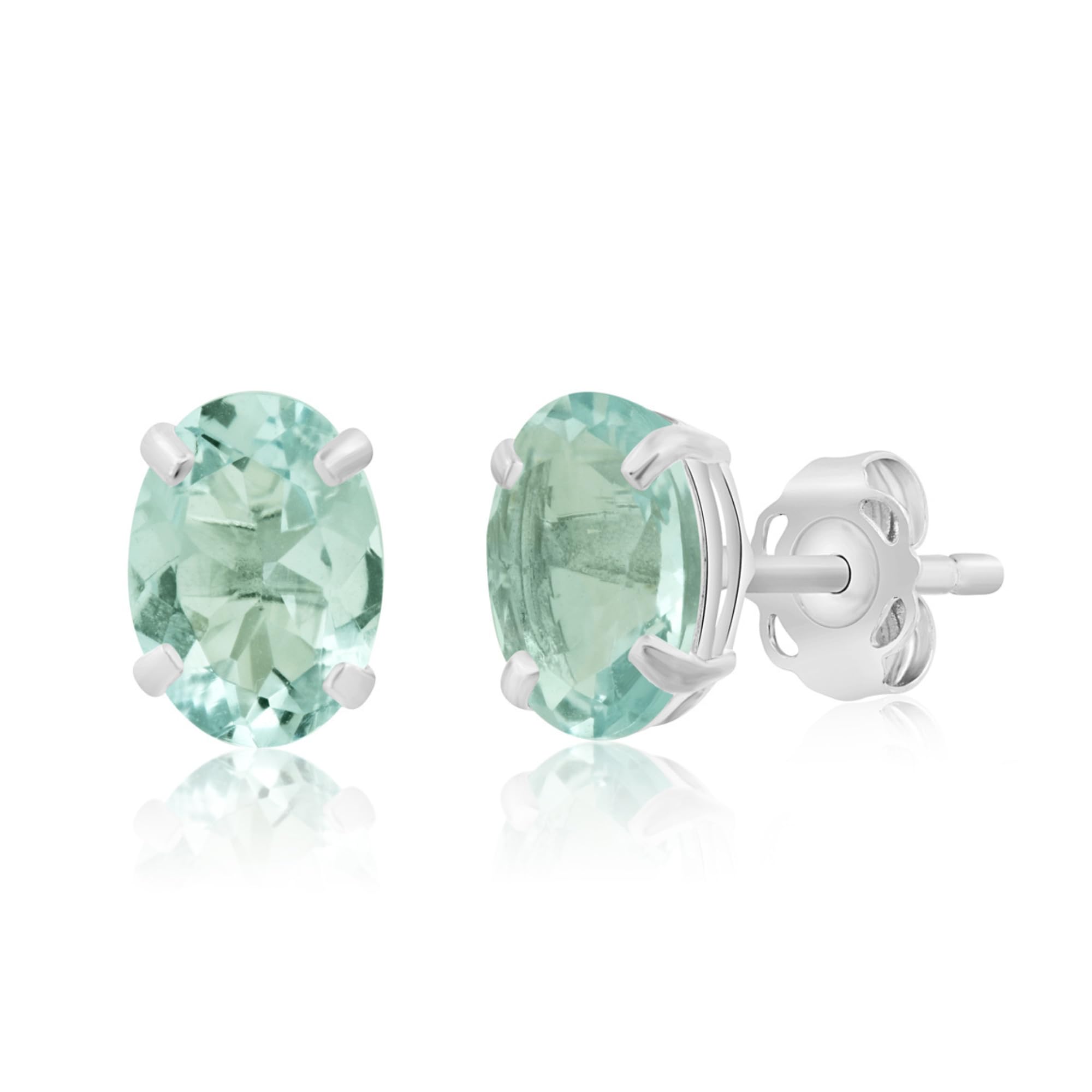 Oval Solitaire Gemstone Studs in 14k Gold