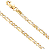 Brera 1.7mm Diamond Cut Tricolor Valentino Chain in 14k Gold