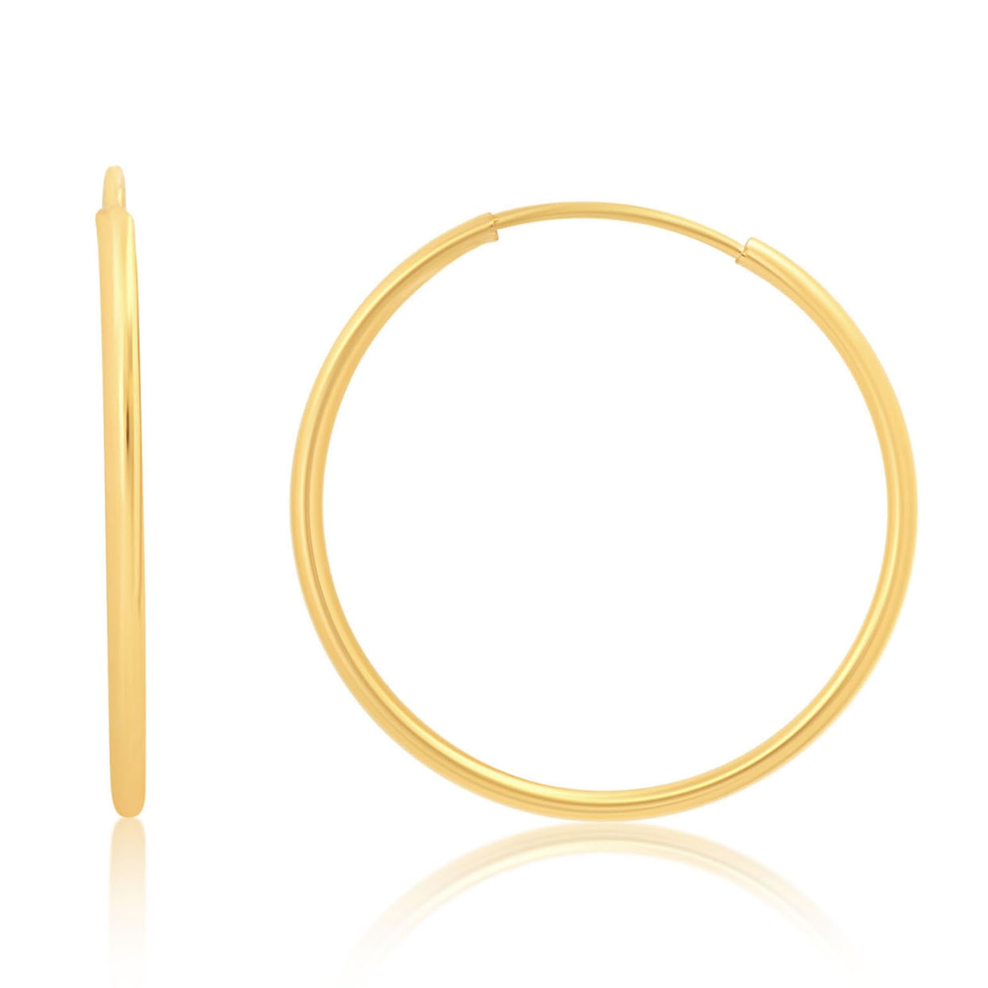 1MM Tube Endless Hoops in 14K Yellow Gold