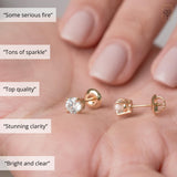 Everyday Solitaire Lab Diamond Studs in 14k Gold, IGI Certified