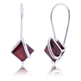 Princess Cut Gemstone Dangle Earrings Silver