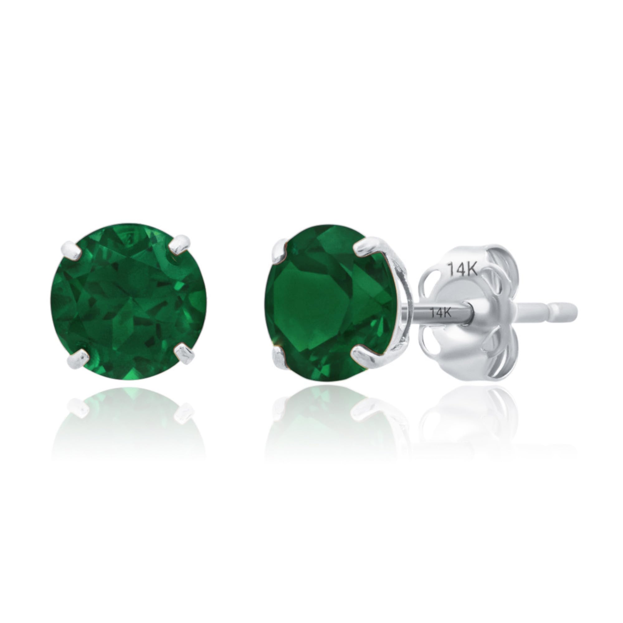 Classic 6mm Gemstone Round Stud Earrings in 14K Gold