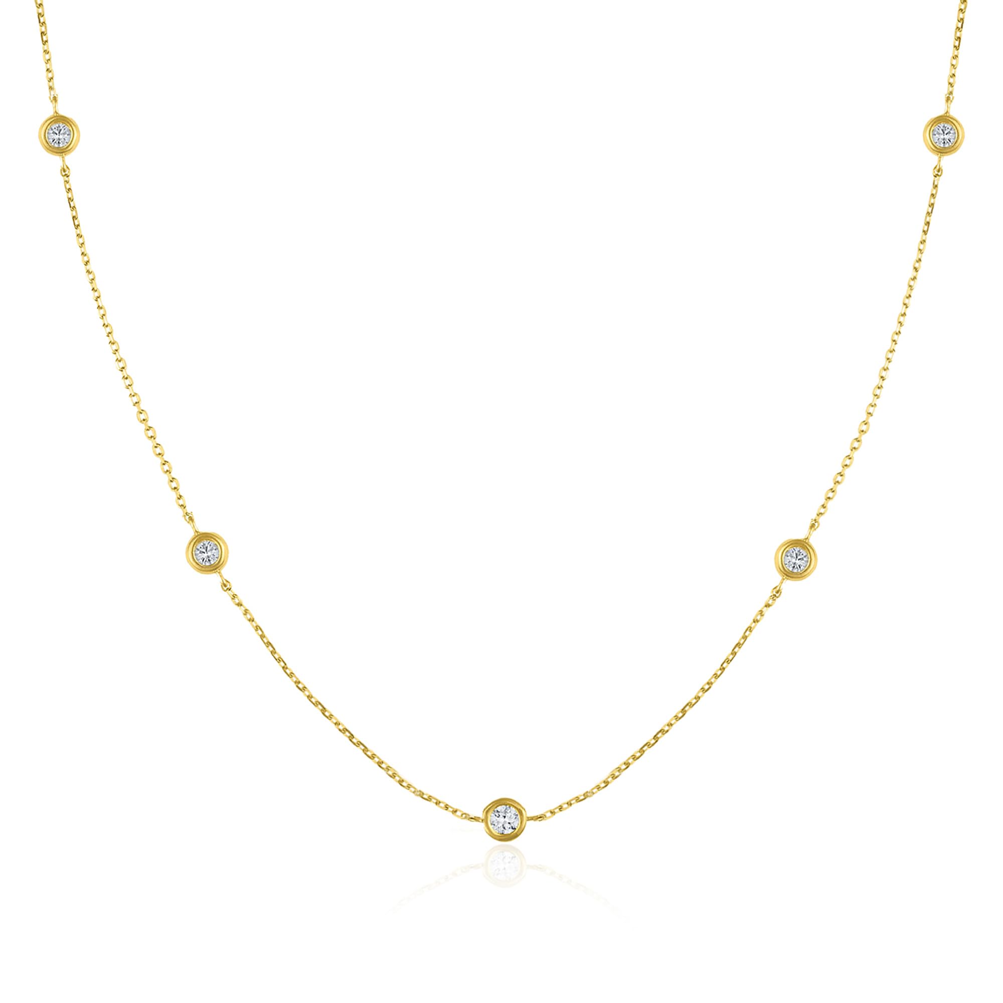 Golden Dew Lab Diamond Multi Station Necklace in 10k Gold