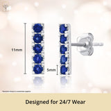 Small Gemstone Bar Studs in 14k Gold