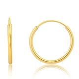 1MM Tube Endless Hoops in 14K Yellow Gold