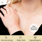 Golden Dew Solitaire Lab Diamond Bezel Necklace in 10k Gold