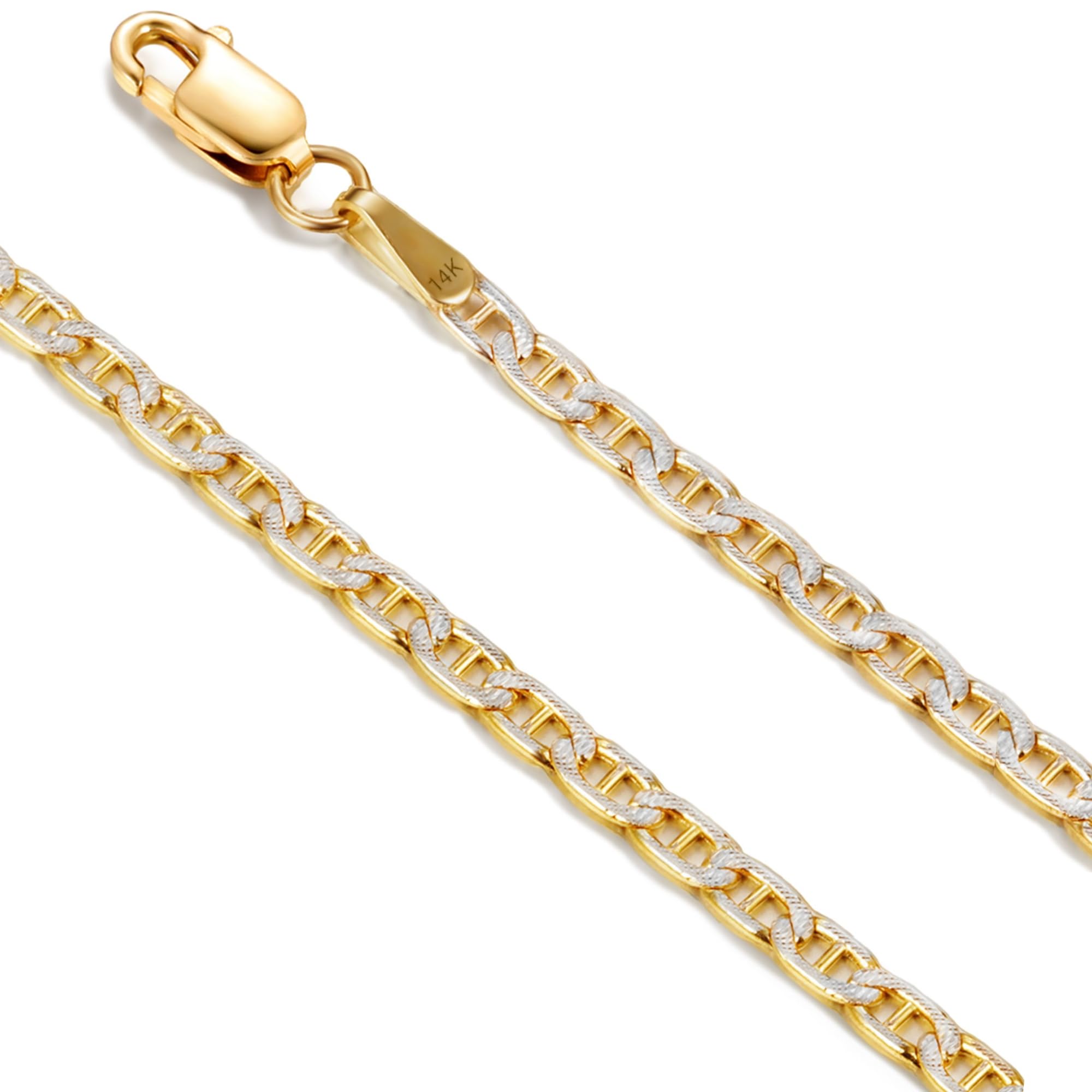 Siena 2.3mm Two-Tone Mariner Chain in 14k Gold