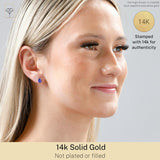 Emerald-Cut Solitaire Gemstone Studs in 14k Gold
