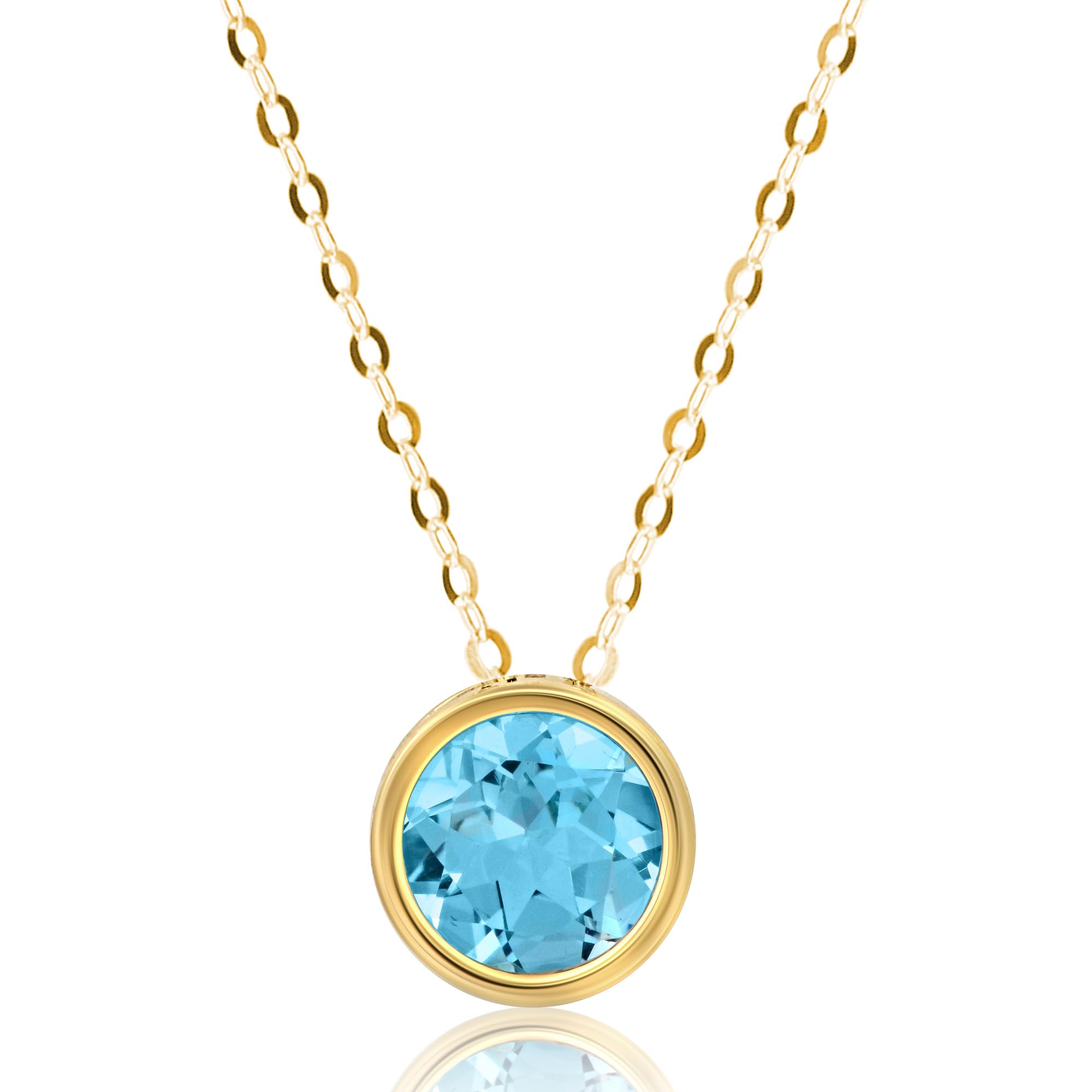 Solitaire Bezel Set Gemstone Pendant in 14k Gold
