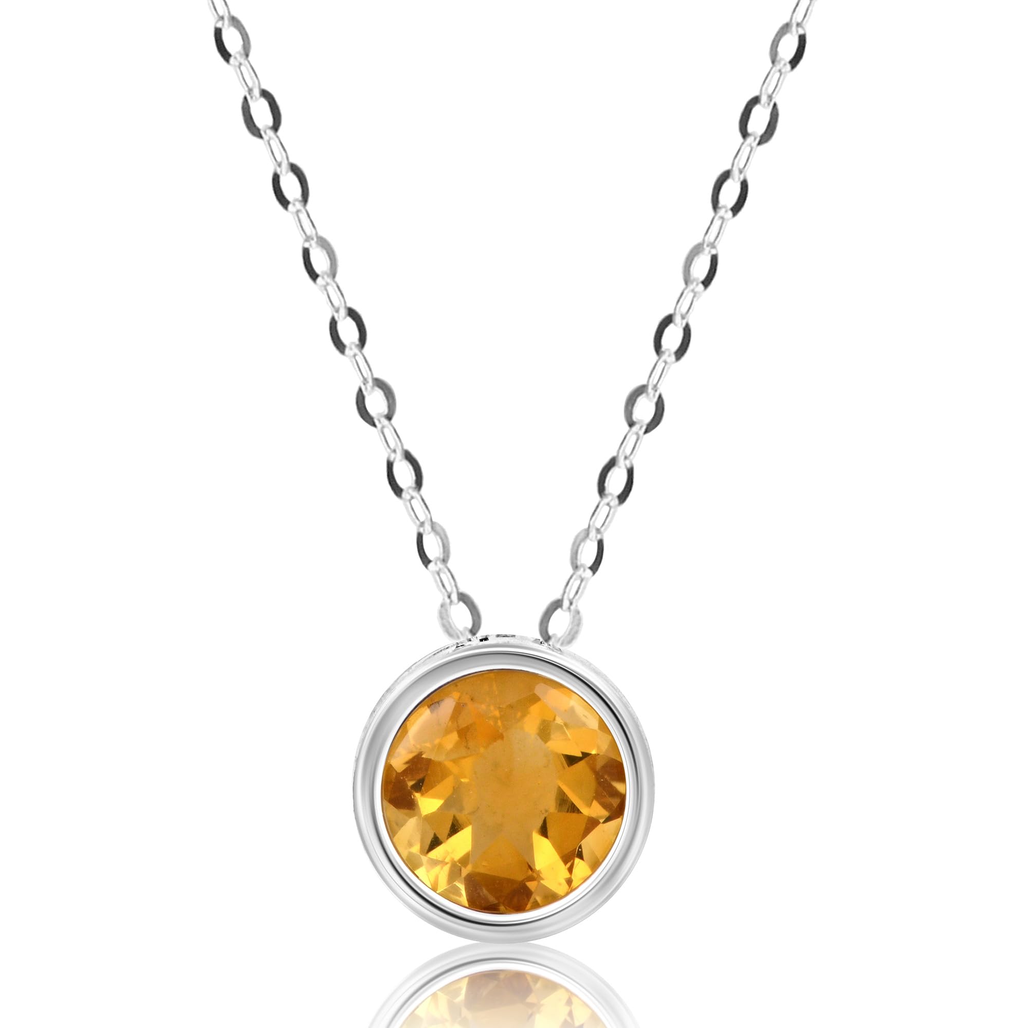 Solitaire Bezel Set Gemstone Pendant in 14k Gold