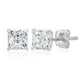 14K Gold Princess Cut Earrings embellished with Swarovski® Zirconia
