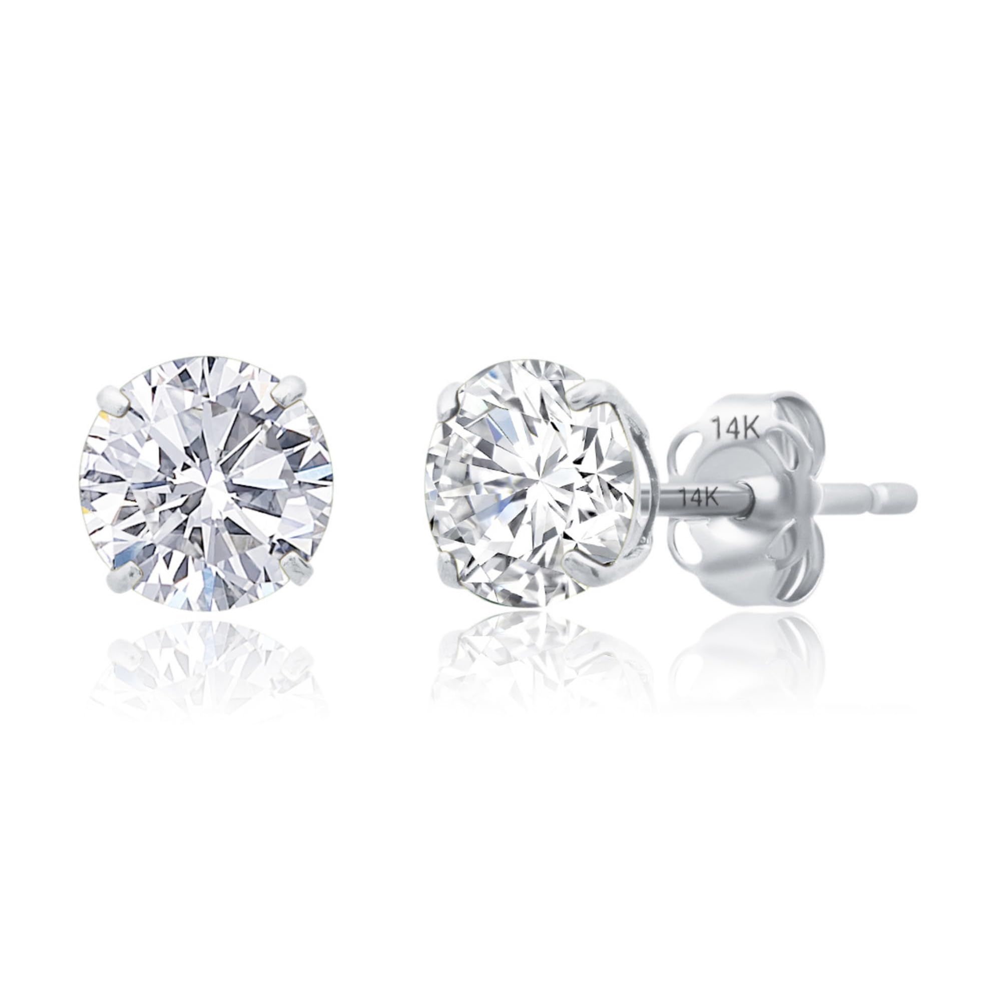 Classic 6mm Gemstone Round Stud Earrings in 14K Gold