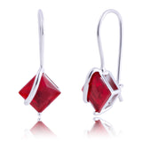 Princess Cut Gemstone Dangle Earrings Silver