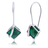 Princess Cut Gemstone Dangle Earrings Silver