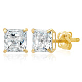 14K Gold Princess Cut Earrings embellished with Swarovski® Zirconia