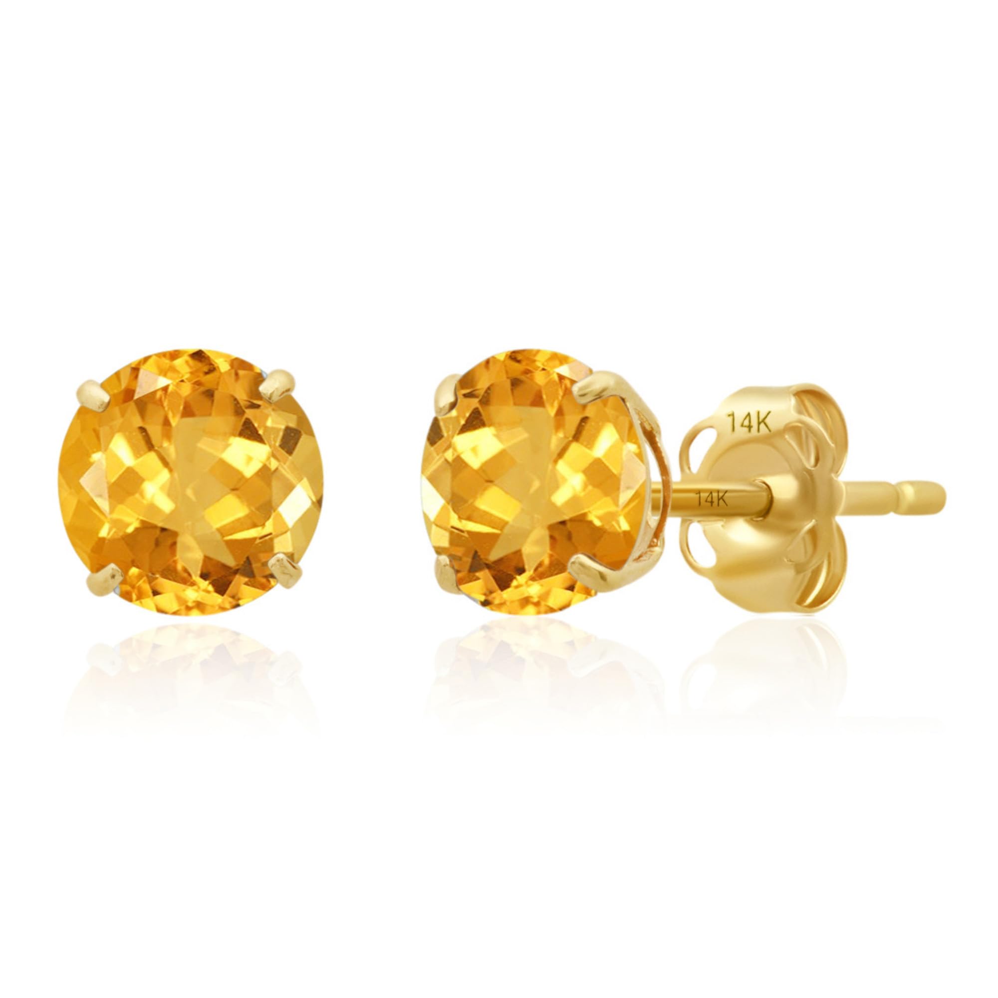 Classic 6mm Gemstone Round Stud Earrings in 14K Gold