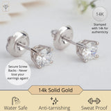 Everyday Solitaire Lab Diamond Studs in 14k Gold, IGI Certified