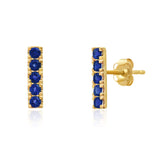 Small Gemstone Bar Studs in 14k Gold