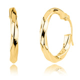 Knurled Solid 10k Gold Hoop Earrings