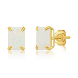 Emerald-Cut Solitaire Gemstone Studs in 14k Gold