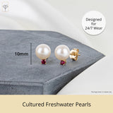 Freshwater Pearl Gemstone Stud in 14k Yellow Gold