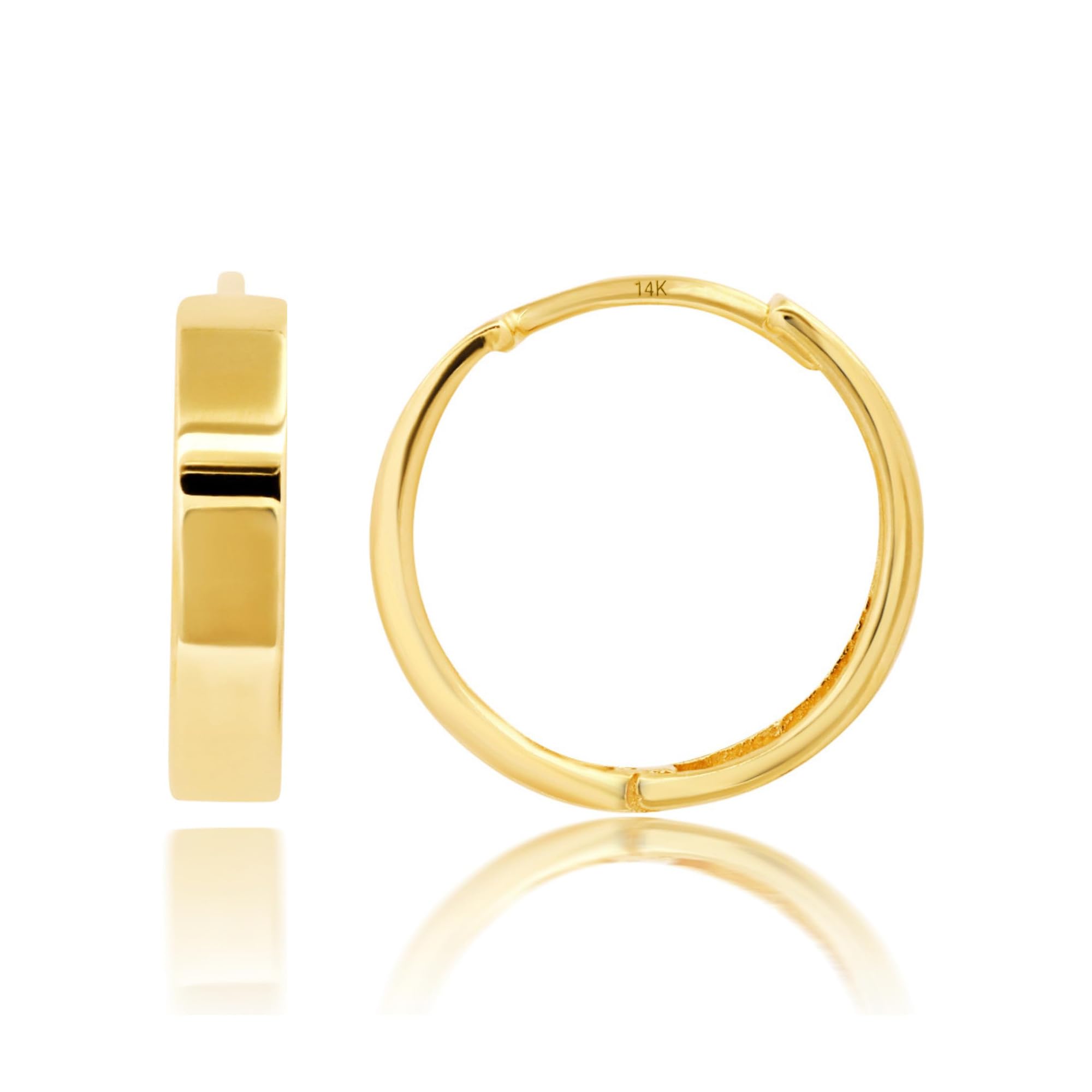 Round the Clock Flat Huggies in 14k Yellow Gold