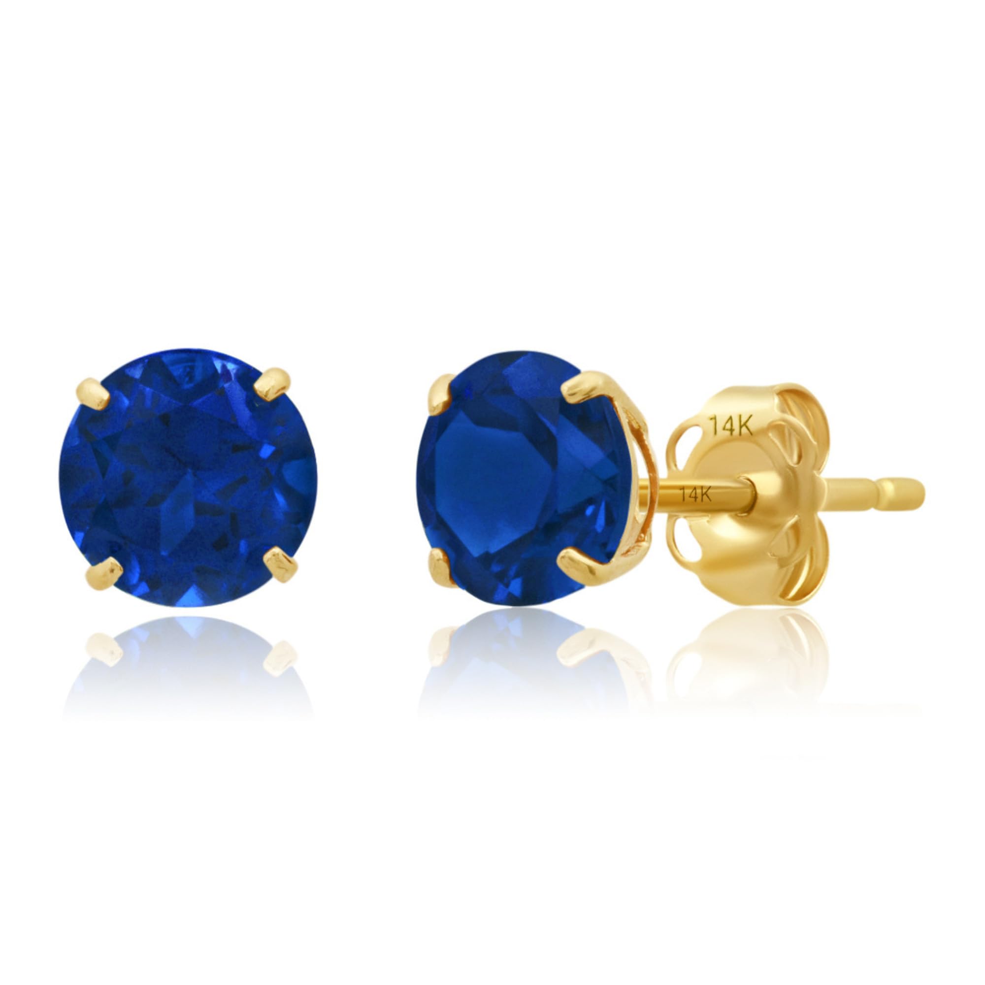 Classic 6mm Gemstone Round Stud Earrings in 14K Gold