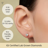 Everyday Solitaire Lab Diamond Studs in 14k Gold, IGI Certified