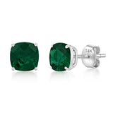Cushion-Cut Solitaire Gemstone Studs in 14k Gold