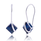 Princess Cut Gemstone Dangle Earrings Silver