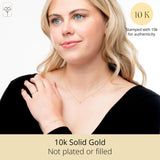 Golden Dew Solitaire Lab Diamond Bezel Necklace in 10k Gold