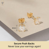 14K Gold Princess Cut Earrings embellished with Swarovski® Zirconia
