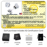 Everyday Solitaire Lab Diamond Studs in 14k Gold, IGI Certified