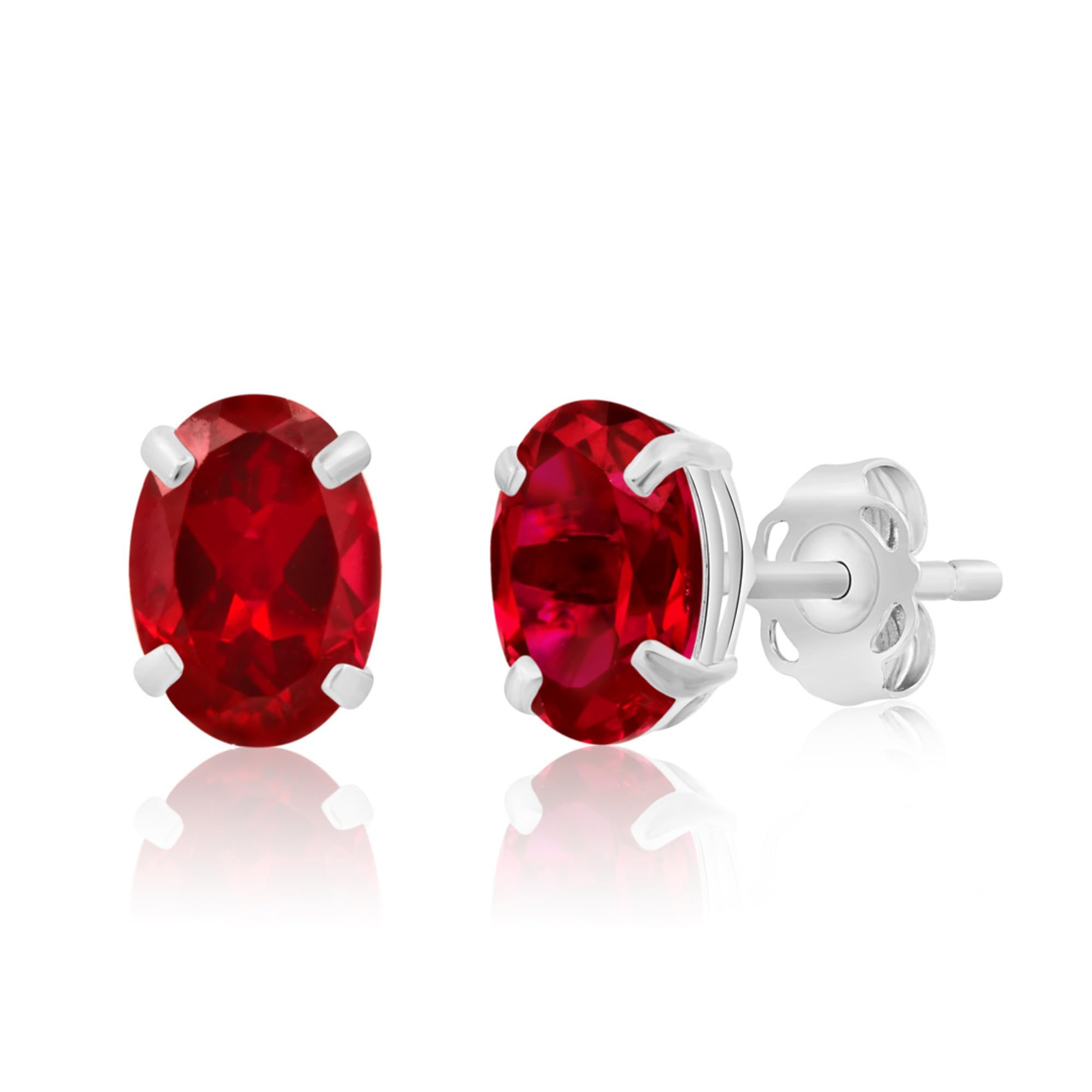 Oval Solitaire Gemstone Studs in 14k Gold