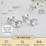 Everyday Solitaire Lab Diamond Studs in 14k Gold, IGI Certified