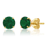 Classic 6mm Gemstone Round Stud Earrings in 14K Gold