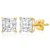 14K Gold Princess Cut Earrings embellished with Swarovski® Zirconia