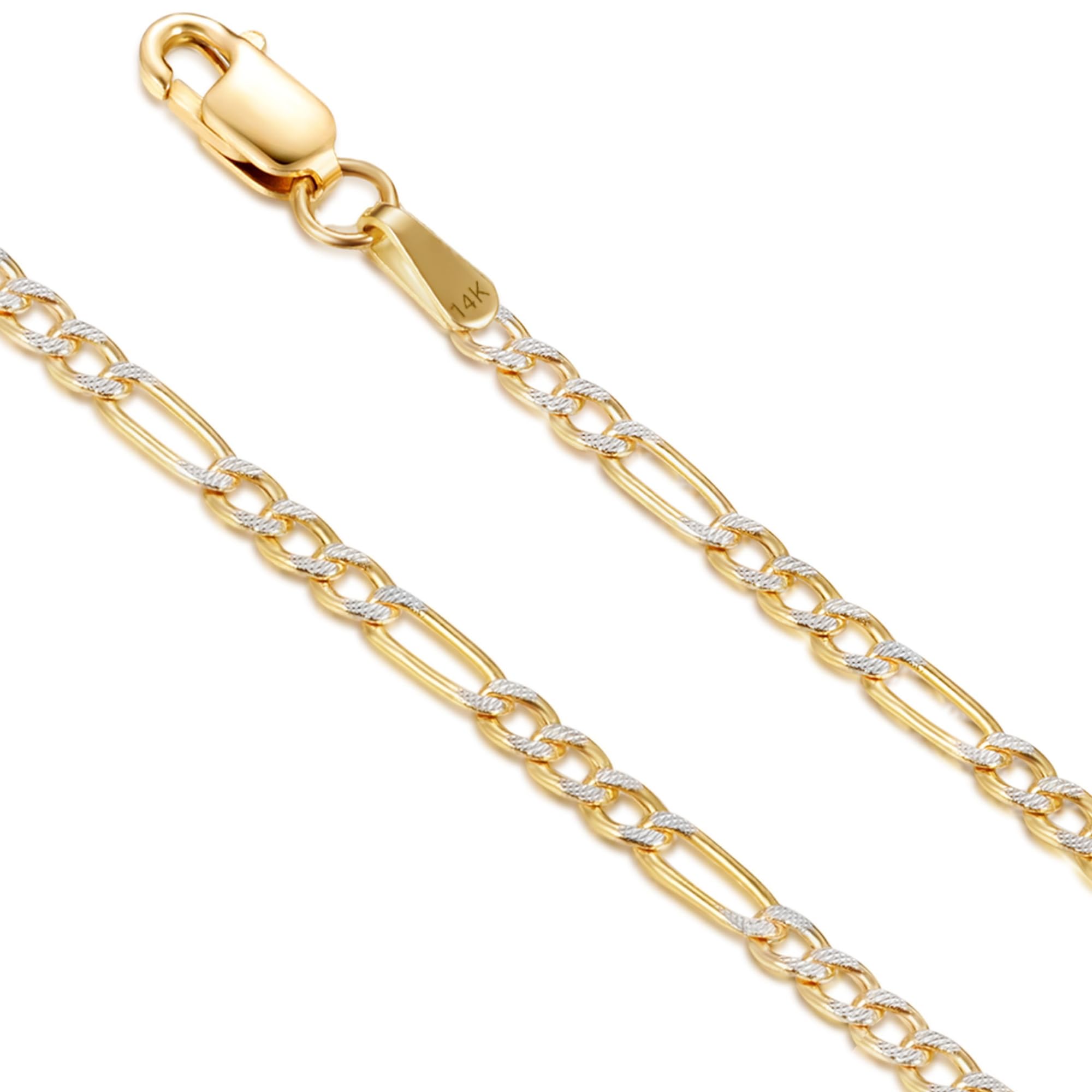 Isola 2.2mm Two-Tone Figaro Chain in 14k Gold